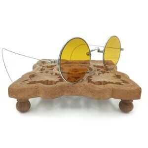 Antique TAW & Co Round Amber Orange Sunglasses Glasses Vintage Old Spectacles